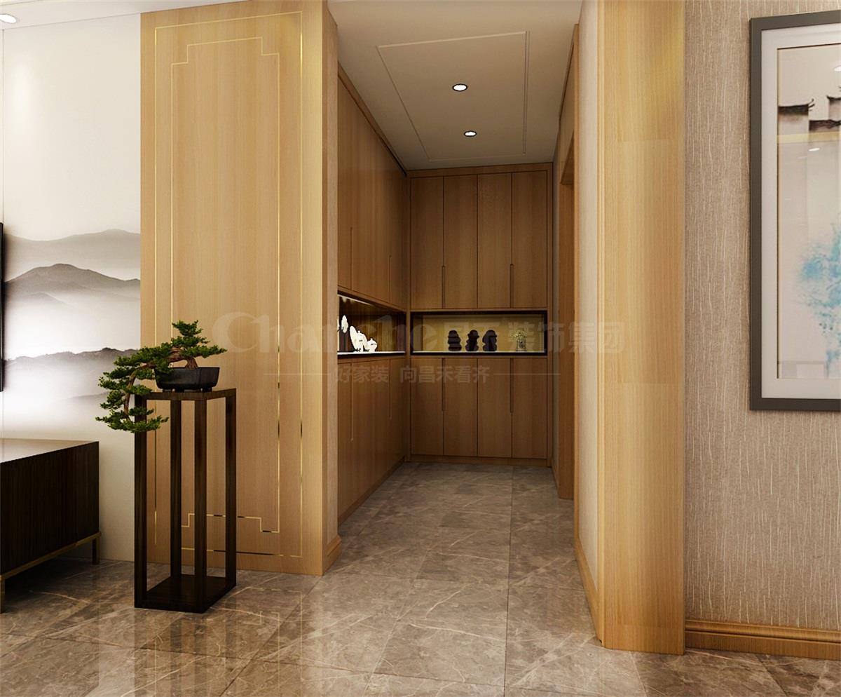 進門處的鞋柜，既滿足了屋主的生活習(xí)慣，又體現(xiàn)出對自然人文古意的喜好之情。